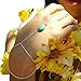 Sanwood Elegant Womens Metal Hand Harness Chain Turquoise Bead Slave Finger Ring Bracelet
