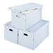 Oxford Storage Boxes 25-1/2x11 3/4 - Jumbo - Set of 3 - (Blue/white)