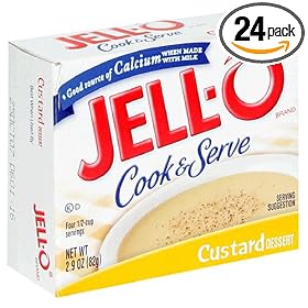 Jell-O Cook & Serve Pudding & Pie Filling, Custard Dessert, 2.9-Ounce Boxes (Pack of 24)