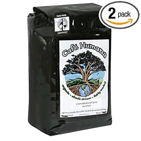 Cafe Humana Conservation Blend Dark Roast Whole Bean Coffee, 12-Ounce Bags (Pack of 2)