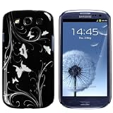 mumbi Schmetterling Blumen H�lle Samsung Galaxy S3 i9300 Schutzh�lle (Harte R�ckseite) Butterfly schwarzvon "mumbi�"