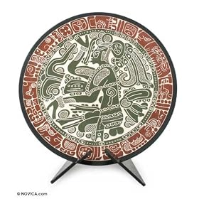 Ceramic plate, 'High Priest of the Maya'
