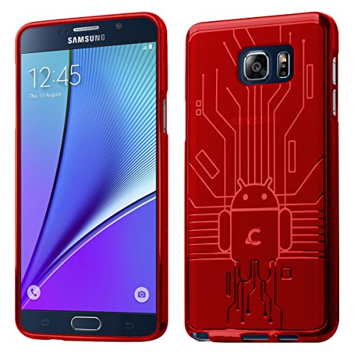 Galaxy Note 5 Case, Cruzerlite Bugdroid Circuit Case Compatible for Samsung Galaxy Note 5 - Retail Packaging - Red