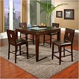 Counter Height Table with Broken Glass Inserts in Espresso