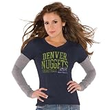 NBA Touch by Alyssa Milano Denver Nuggets Ladies Navy Blue Double Layer V-neck Triblend Premium T-shirt (Large)