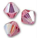 20 BICONE 6mm Swarovski ROSE AB 5301 Crystal Beads.