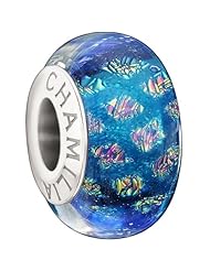 Authentic Chamilia Murano Glass Charm Opulence Collection "Bright Blue" 2410-0007