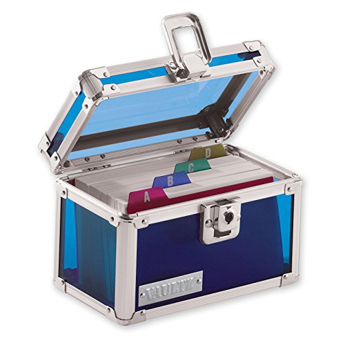 Vaultz Locking Acrylic Index Card Box, Holds 4 x 6 Inch Cards, 5 x 7