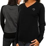 NFL Cutter & Buck Jacksonville Jaguars Ladies Black Shout It Out Premium V-Neck Sweater (Large)
