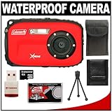 Coleman Xtreme C5WP Shock & Waterproof Digital Camera (Red) with 4GB Card + ....