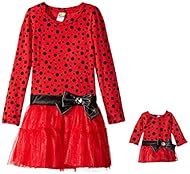 Girls Polyester/Tulle/Velvet/Knit Sweater Dropped   Waistline  Polka Dot Print Long Sleeves  Dress With a Bow(s) and a Ribbon 