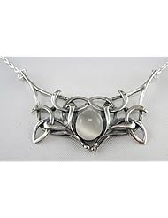 A Sterling Silver Celtic Necklace Inspired by "The Book Of Kells" Accented with a Genuine White Moonstone