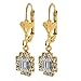 Gem Stone King 1inches Round White Cubic Zirconia Flower Shape Gold Plated Brass Dangle Earrings