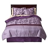 Home Purple Flocked Comforter Set - Queen