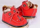 Red leather toddler shoes Velcro fastener Size 14 or UK Size 2 (approx 3-6 months)