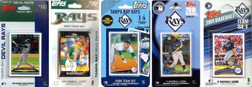MLB Tampa Bay Devil Rays 5 Different Licensed Trading Card Team Sets