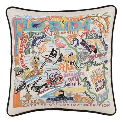 Catstudio Hand Embroidered Pillow Florida Sale Brevilles3
