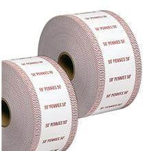 PM Company SecurIT $.50 Penny Automatic Coin Wrap Rolls, White/Red, 1900 Wrappers per Roll, 8 Rolls per Carton (51901)