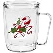 Whimsical Candy Cane 18 oz Insulated Coffee Mug, Clear