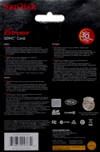 SanDisk Extreme 30MB/s SDHC Flash Memory Card - 16 GB