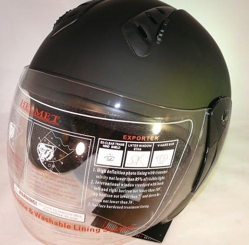 Open Face Motorcycle Helmet DOT Matt black-Large