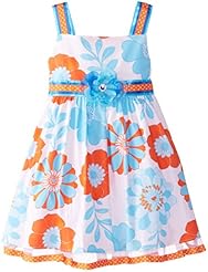 Girls Cotton/Nylon/Polyester/Sateen/Spandex Floral Print  Dress With a Ribbon 