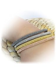 Four color Sterling Silver Diamond-cut Magnetic Popcorn Bracelets - Yellow, Rose, White, Black