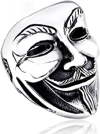 Hiscock Titanium Steel Men's Ring V for Vendetta V Mask Ring Jewelry 9