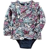 Carter's(カーターズ) フローラルポプリンボディスーツ ブルー ロンパース半袖 3ヶ月【並行輸入】