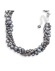 Triple Strand Grey Cultured Freshwater Pearl Necklace