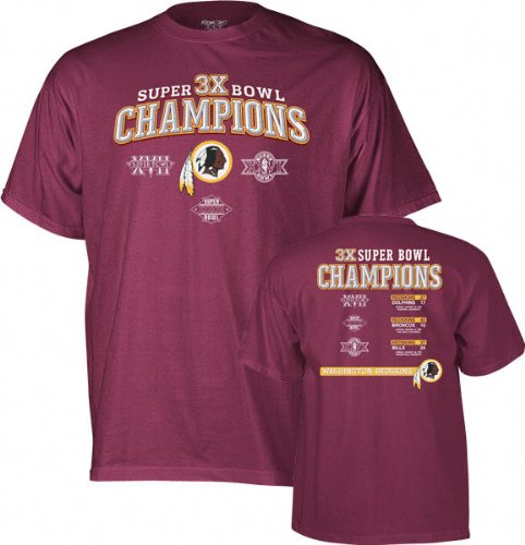 Buy Washington Redskins -Burgundy- 3X Super Bowl Champions Commemorative T-Shirt