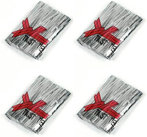 [4000pcs Large Quantity] Metallic Twist Ties 10cm(4 inch) Long Gold&amp;Silver, Bread Candy Gift Bag Ties (Silver)
