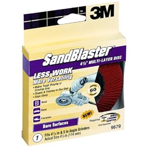3M SandBlaster 9679 4-1 2-Inch 60-Grit Right Angle Grinder Multi-Layer Disc by 