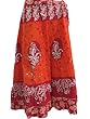 Boho Skirt for Her- Orange Peasant Skirt Womens Batik Cotton Gypsy Skirt