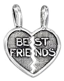 Sterling Silver Two Piece Break Apart Heart Best Friends Pendant.