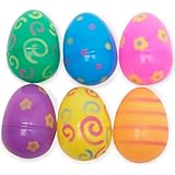 Jumbo Plastic Printed Bright Easter Eggs Pack of 12
