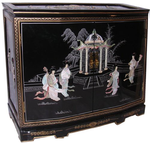 Black Oriental Cabinet with Mother of Pearl Inlay