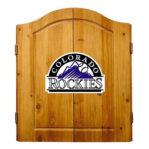 Imperial Colorado Rockies Licensed Solid Pine Cabinet and Bristle Dartboard Set