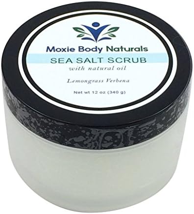 Natural Sea Salt Exfoliating Body Scrub with Natural Oil, LEMONGRASS VERBENA. All Skin Types. No Parabens, Phthalates, Dyes, Gluten, or Artificial Preservatives. Made in USA. 12 Ounces.