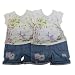 Baby T-Shirt mit Blumenmotiv und kurze Jeanshose Set mit Kopfband