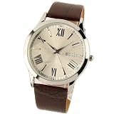 New Mens Unisex White Dial Classic Value Leather Strap Fashion Quartz Casual Wrist Watch