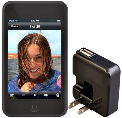 Rix iPod touch�p�V���R���P�[�X �u���b�N �t���ی�V�[�g+AC�A�_�v�^(�u���b�N)�t�� RX-IPSTOB-AC