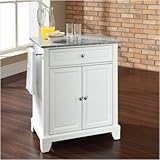 Crosley Furniture Newport Solid Granite Top Kitchen Island in White
