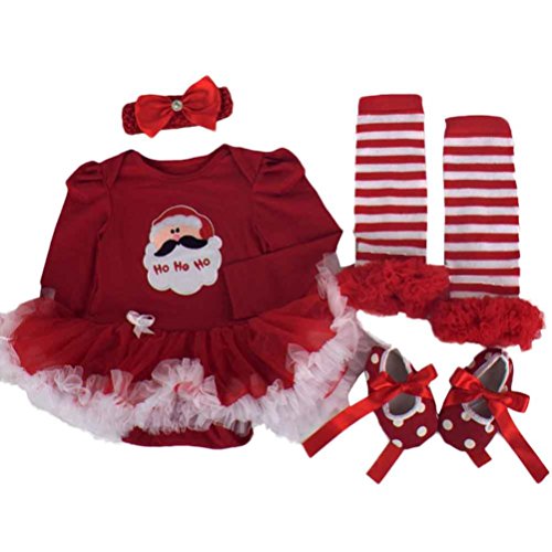 Elevin(TM)Christmas Newborn Baby Girl Party Outfits Romper Clothing Sets Tutu Dress