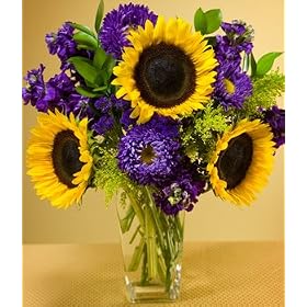 Flowers - Purple Petals Flower Bouquet with Vase
