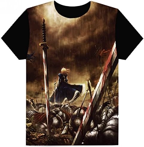 Fate Stay Night Short Sleeves Tee T-shirt (XL (US L), Black)