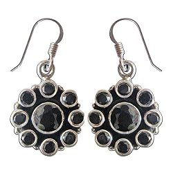 Sterling Silver Onyx Gemstone Earrings 1.25 Inches