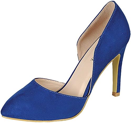 ANNIE PINKY KARA-06 Women's Chic Basic D'orsay Dress Pumps, Color:BLUE, Size:5.5
