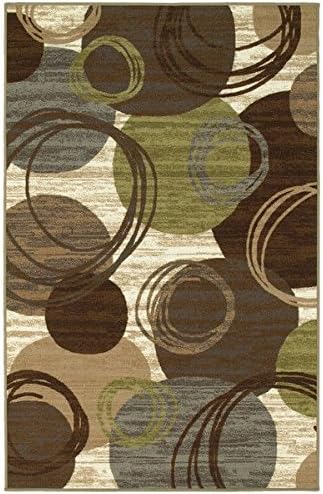 Style Haven Circles and Brown/Green Rug (4'4 x 6'9)