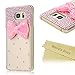Note 5 Case, Galaxy Note 5 Case - Mavis's Diary 3D Handmade Bling Crystal Lovely Cute Pink Bow with Shiny Pink Diamonds Gems Clear Cover Hard PC Case for Samsung Galaxy Note 5 & Clean Cloth